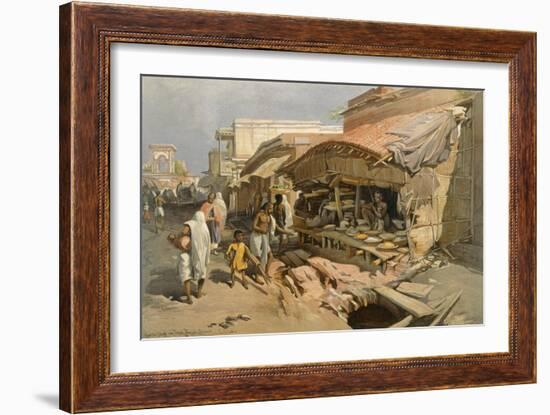 Native Shop in a Calcutta Bazaar, from 'India Ancient and Modern', 1867 (Colour Litho)-William 'Crimea' Simpson-Framed Giclee Print