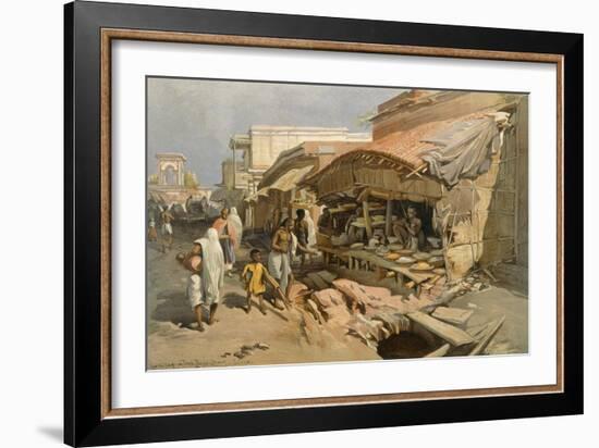 Native Shop in a Calcutta Bazaar, from 'India Ancient and Modern', 1867 (Colour Litho)-William 'Crimea' Simpson-Framed Giclee Print