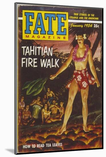 Native Woman of Tahiti Performing a Firewalk in Scanty Attire-null-Mounted Photographic Print