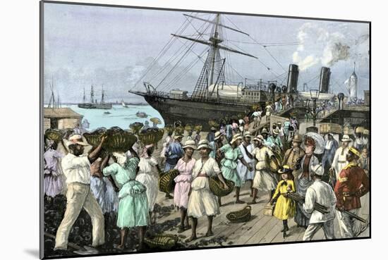 Native Women Carrying Coal onto a Steamship at Kingston, Jamaica, 1880s-null-Mounted Giclee Print