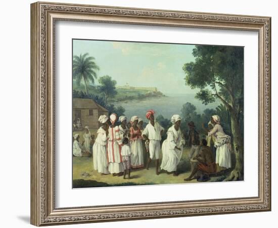 Natives Dancing in the Island of Dominica, Fort Young Beyond-Agostino Brunias-Framed Giclee Print