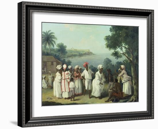 Natives Dancing in the Island of Dominica, Fort Young Beyond-Agostino Brunias-Framed Giclee Print