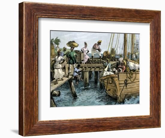 Natives Loading a Schooner with Coconuts at Kingston, Jamaica-null-Framed Giclee Print