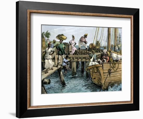 Natives Loading a Schooner with Coconuts at Kingston, Jamaica-null-Framed Giclee Print