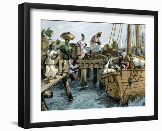 Natives Loading a Schooner with Coconuts at Kingston, Jamaica-null-Framed Giclee Print