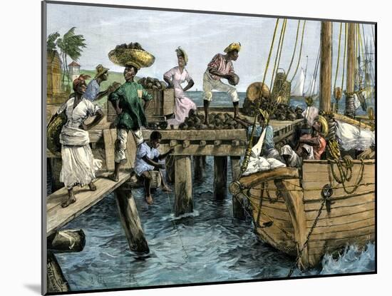 Natives Loading a Schooner with Coconuts at Kingston, Jamaica-null-Mounted Giclee Print