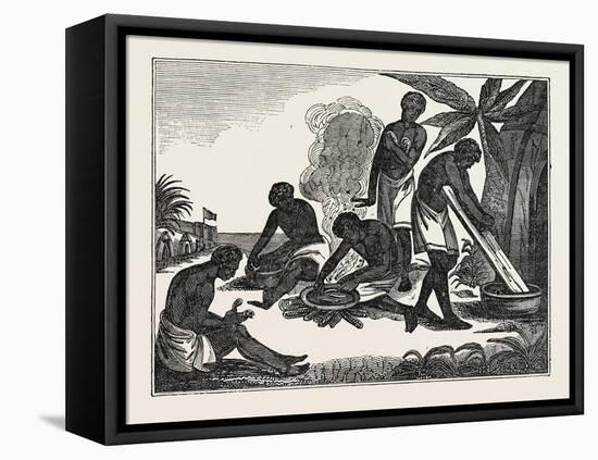 Natives of Madagascar Preparing Bread from the Manioc Root-null-Framed Premier Image Canvas