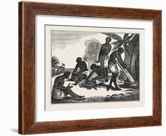 Natives of Madagascar Preparing Bread from the Manioc Root-null-Framed Giclee Print