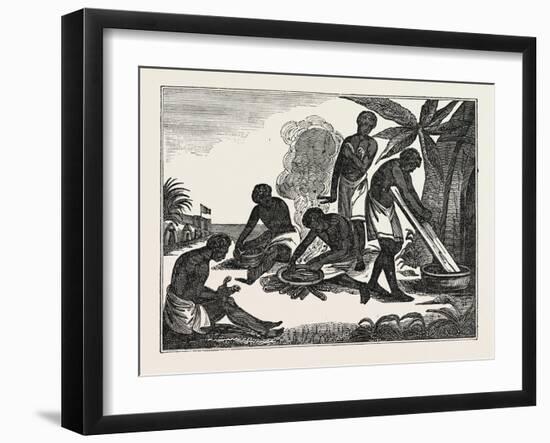 Natives of Madagascar Preparing Bread from the Manioc Root-null-Framed Giclee Print