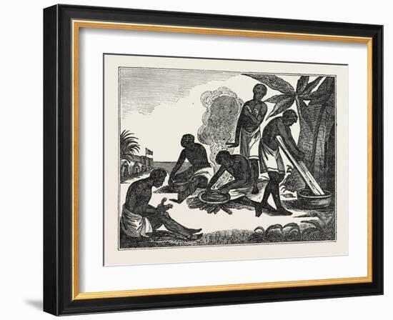 Natives of Madagascar Preparing Bread from the Manioc Root-null-Framed Giclee Print