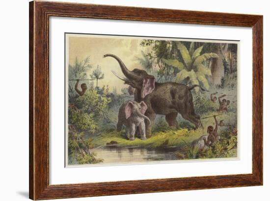 Natives Spearing an Elephant-null-Framed Giclee Print