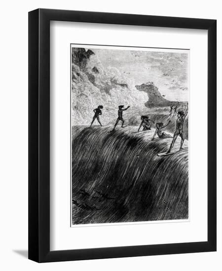 Natives Surfing in the Sandwich Islands-null-Framed Giclee Print