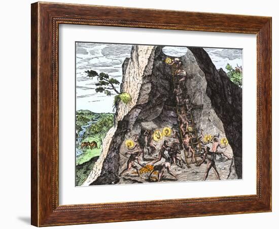 Natives Working in the Spanish Mines of Mexico-null-Framed Giclee Print