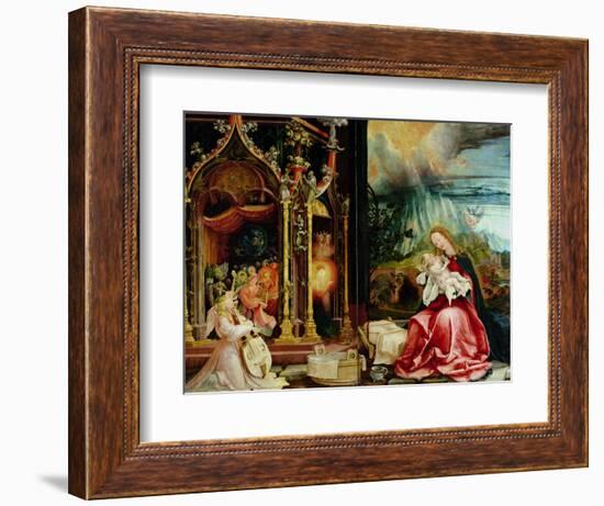 Nativity and Concert of Angels from the Isenheim Altarpiece, Central Panel-Matthias Grünewald-Framed Giclee Print