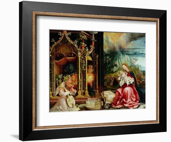 Nativity and Concert of Angels from the Isenheim Altarpiece, Central Panel-Matthias Grünewald-Framed Giclee Print