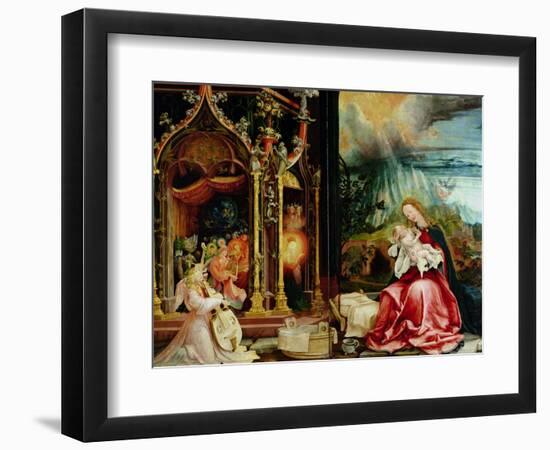 Nativity and Concert of Angels from the Isenheim Altarpiece, Central Panel-Matthias Grünewald-Framed Giclee Print