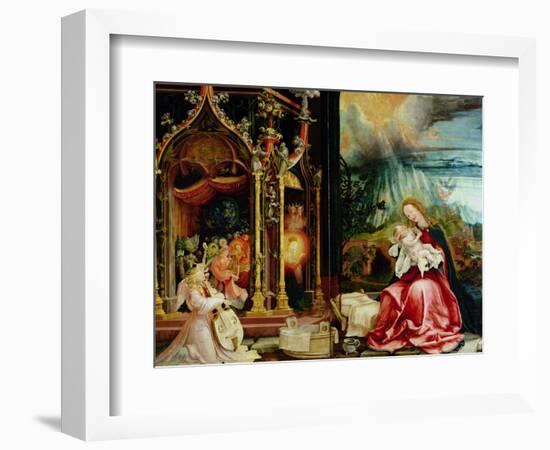 Nativity and Concert of Angels from the Isenheim Altarpiece, Central Panel-Matthias Grünewald-Framed Giclee Print