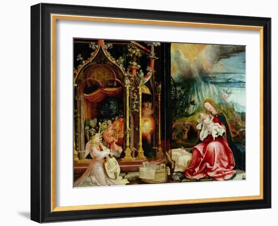 Nativity and Concert of Angels from the Isenheim Altarpiece, Central Panel-Matthias Grünewald-Framed Giclee Print