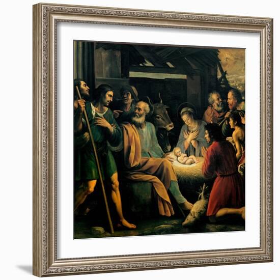 Nativity and the Adoration of the Shepherds-Giuseppe Vermiglio-Framed Art Print