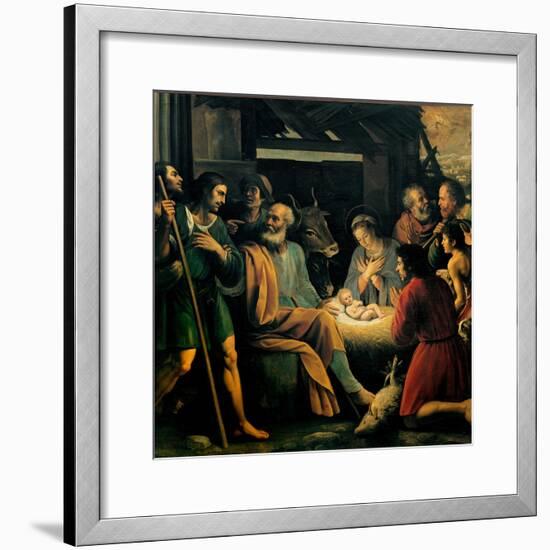 Nativity and the Adoration of the Shepherds-Giuseppe Vermiglio-Framed Art Print