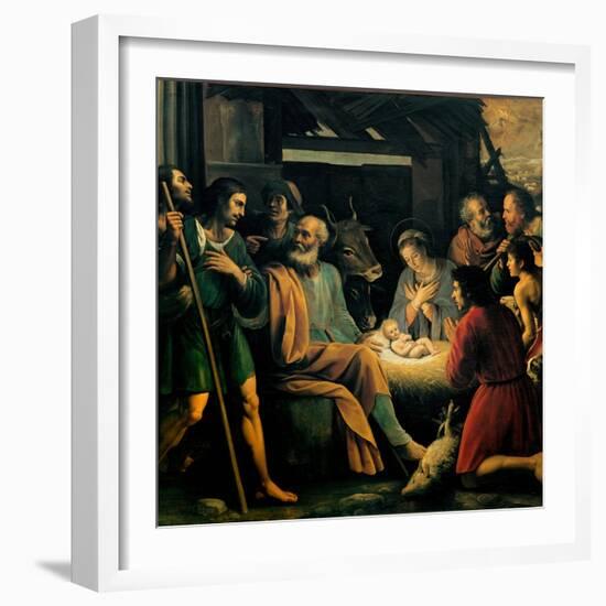 Nativity and the Adoration of the Shepherds-Giuseppe Vermiglio-Framed Art Print