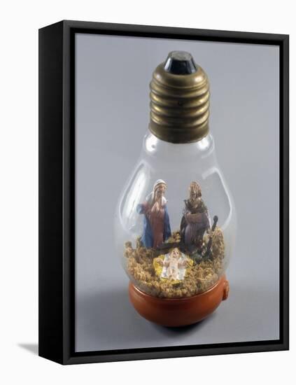 Nativity, Nativity Scene in Lightbulb, Italy-null-Framed Premier Image Canvas
