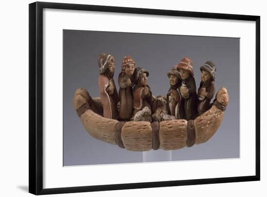 Nativity, Nativity Scene in Painted Terracotta Boat, Peru-null-Framed Giclee Print