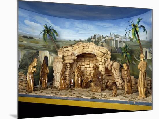 Nativity, Nativity Scene with Olive Wood Figurines, Palestine-null-Mounted Giclee Print