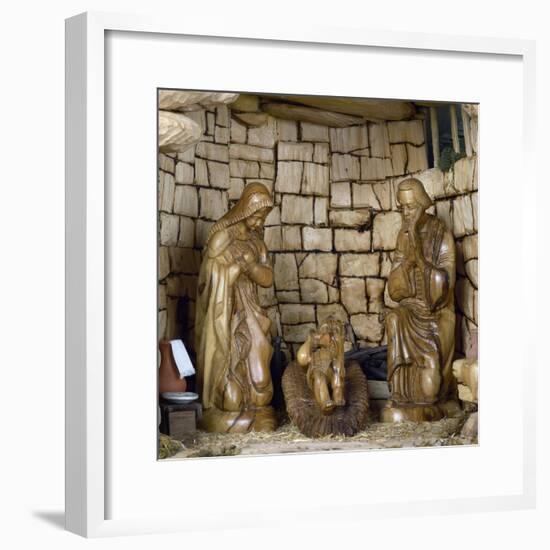 Nativity, Nativity Scene with Olive Wood Figurines, Palestine-null-Framed Giclee Print