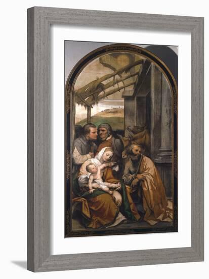 Nativity or Adoration of Shepherds-Moretto Da Brescia-Framed Giclee Print
