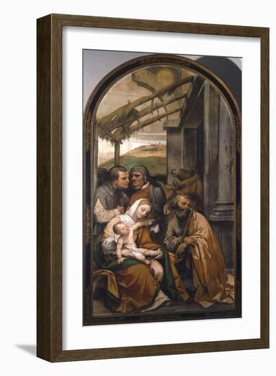 Nativity or Adoration of Shepherds-Moretto Da Brescia-Framed Giclee Print