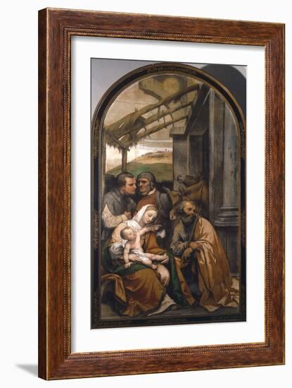 Nativity or Adoration of Shepherds-Moretto Da Brescia-Framed Giclee Print