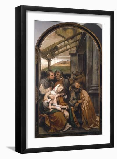 Nativity or Adoration of Shepherds-Moretto Da Brescia-Framed Giclee Print