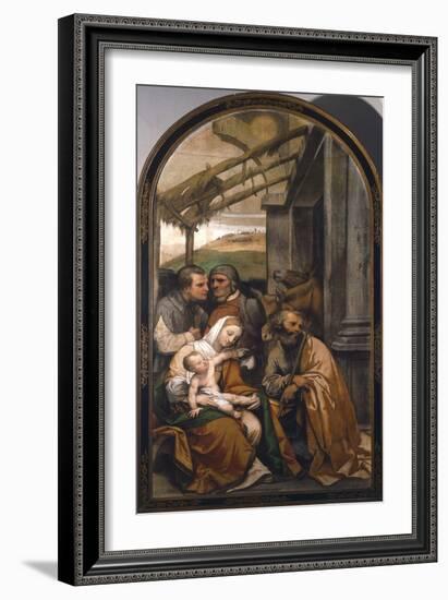Nativity or Adoration of Shepherds-Moretto Da Brescia-Framed Giclee Print