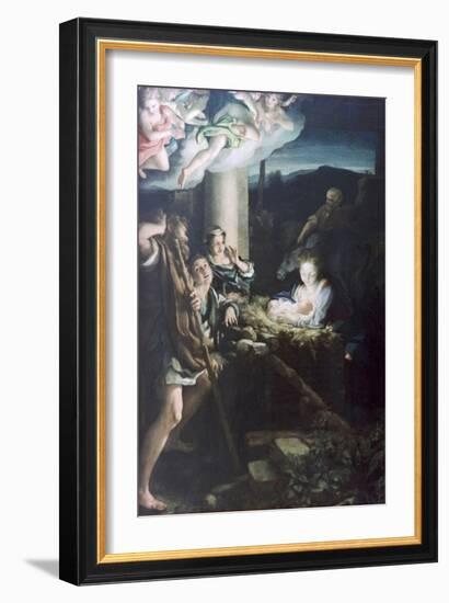 Nativity Scene, 1522-1530-Correggio-Framed Giclee Print