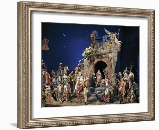 Nativity, Spanish-Neapolitan Polychrome Wood Nativity Scene, Spain-null-Framed Premium Giclee Print