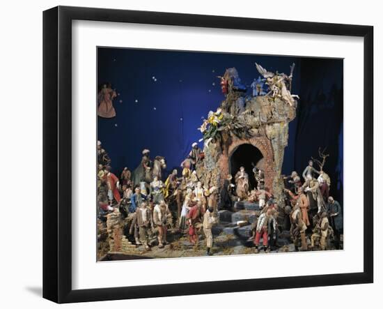 Nativity, Spanish-Neapolitan Polychrome Wood Nativity Scene, Spain-null-Framed Premium Giclee Print