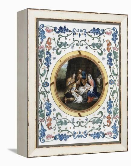 Nativity with Illuminated Border-Bartolome Esteban Murillo-Framed Premier Image Canvas