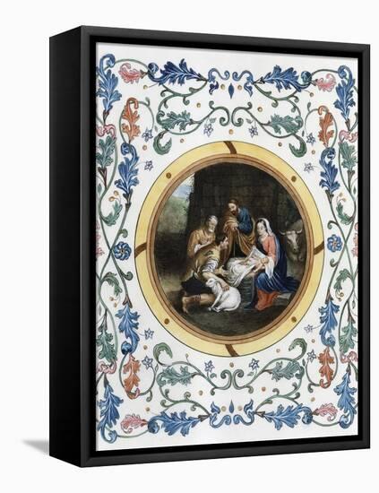 Nativity with Illuminated Border-Bartolome Esteban Murillo-Framed Premier Image Canvas