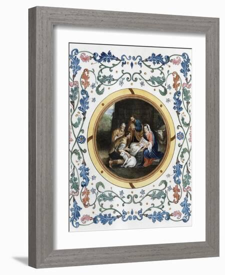 Nativity with Illuminated Border-Bartolome Esteban Murillo-Framed Giclee Print