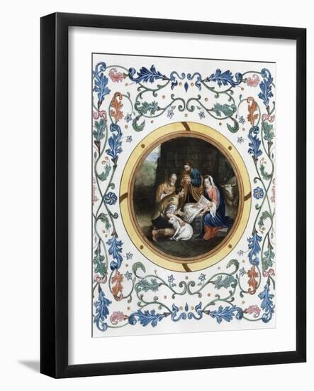 Nativity with Illuminated Border-Bartolome Esteban Murillo-Framed Giclee Print