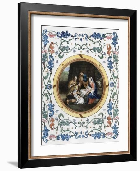 Nativity with Illuminated Border-Bartolome Esteban Murillo-Framed Giclee Print