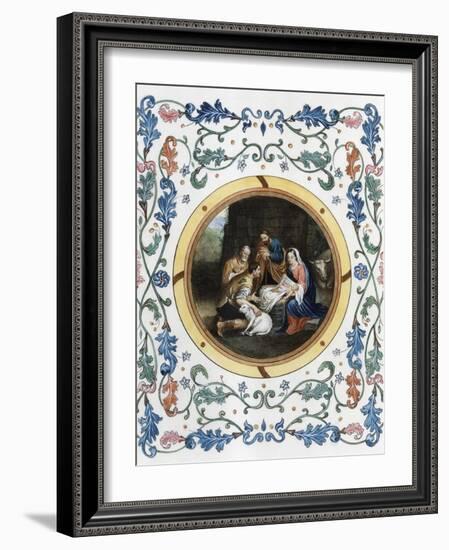 Nativity with Illuminated Border-Bartolome Esteban Murillo-Framed Giclee Print