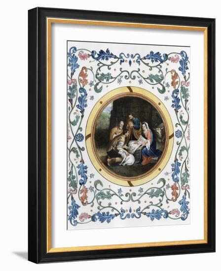 Nativity with Illuminated Border-Bartolome Esteban Murillo-Framed Giclee Print