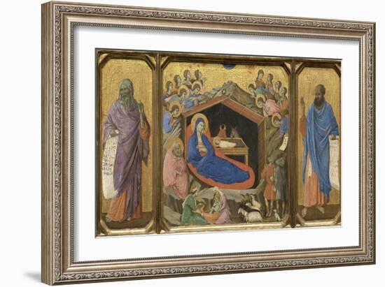 Nativity with the Prophets Isaiah and Ezekiel-Duccio di Buoninsegna-Framed Giclee Print