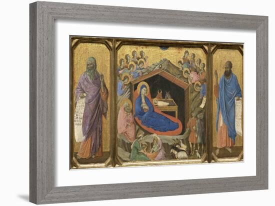 Nativity with the Prophets Isaiah and Ezekiel-Duccio di Buoninsegna-Framed Giclee Print