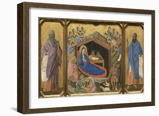 Nativity with the Prophets Isaiah and Ezekiel-Duccio di Buoninsegna-Framed Giclee Print