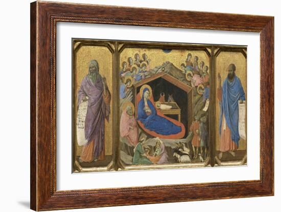 Nativity with the Prophets Isaiah and Ezekiel-Duccio di Buoninsegna-Framed Giclee Print