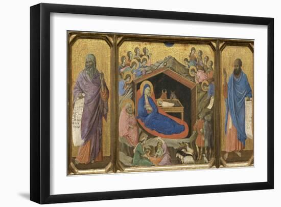 Nativity with the Prophets Isaiah and Ezekiel-Duccio di Buoninsegna-Framed Giclee Print