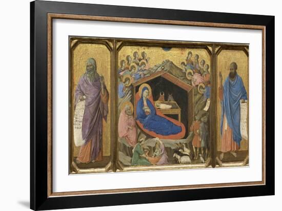 Nativity with the Prophets Isaiah and Ezekiel-Duccio di Buoninsegna-Framed Giclee Print